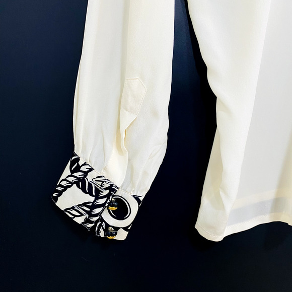 Escada By Margaretha Ley Blouse Women's Size 38 Beige Nautical Print Button Up - Picture 5 of 13